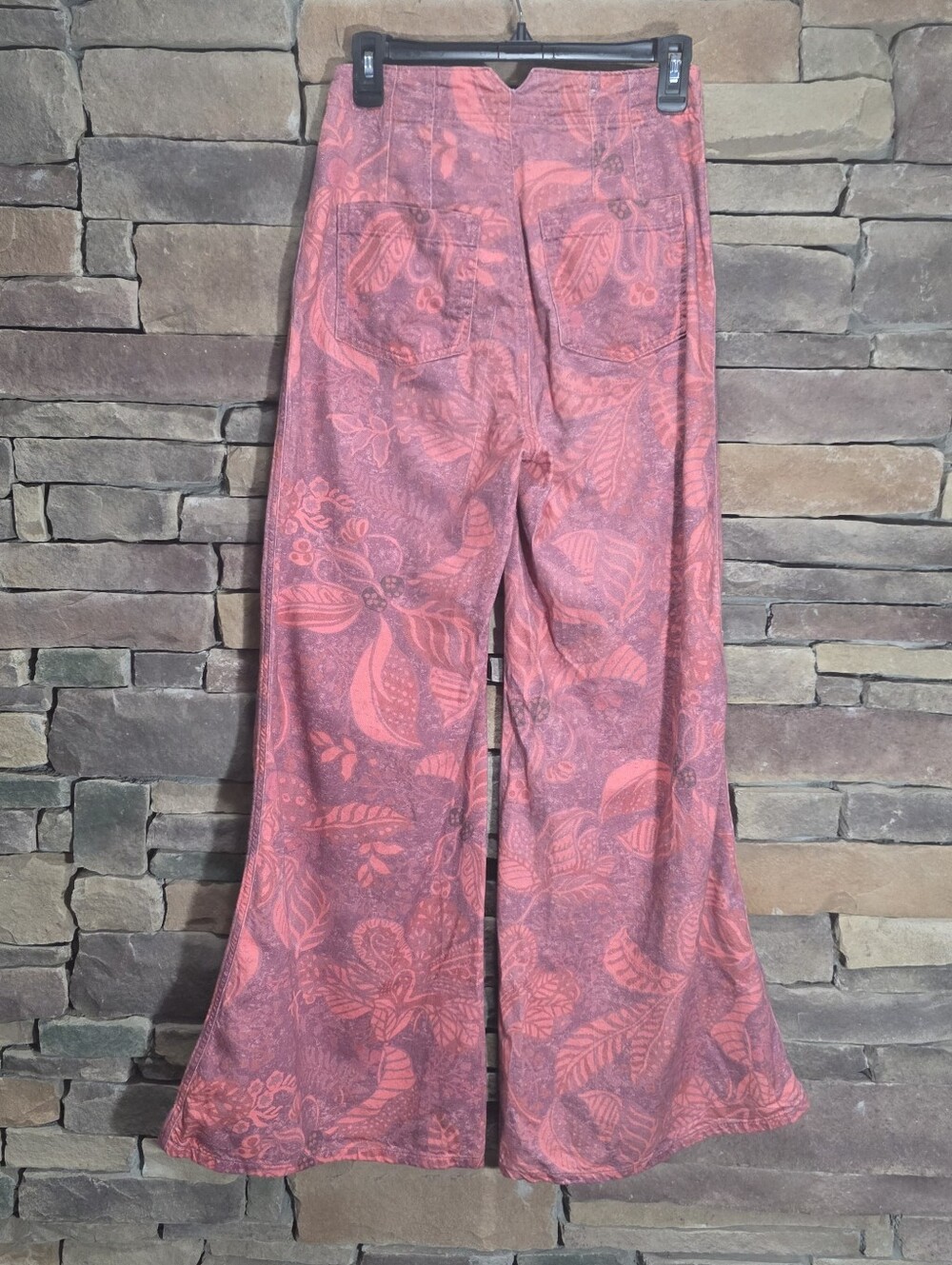 Pilcro Pink Red Patterned Wide-Leg Bootcut Pants - Picture 10 of 16